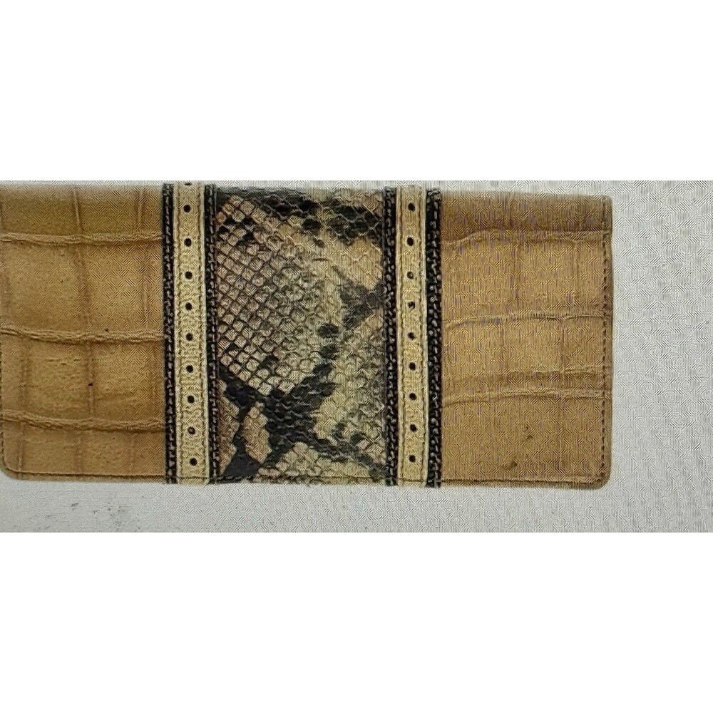 Brahmin Nova Taupe Grey Sand Bronze Snake Embossed Wallet